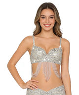 NWT Rhinestone Mermaid Bra Beaded Fringe Belly Dance Rave Festival Top B Cup Photo 0
