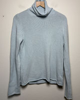 J.‎ Crew Women Cotton Cashmere Turtleneck Sweater Light Blue Roll Neck Fisherman Photo 0