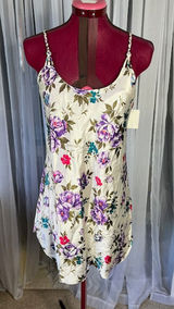 negligee nightgown satin floral purple crimson green NWT Photo 0