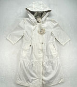 Tulle Hooded Trench Coat Floral Lined‎ Lightweight Jacket White XS Photo 0