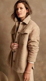 Banana Republic Factory Women’s Size S Bonded Sherpa Shacket Tan Camel Photo 0
