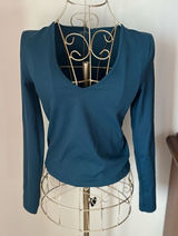 Abercrombie & Fitch Soft A&F Collection Long Sleeve V Neck Top Small Teal Photo 0