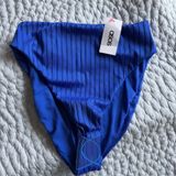 ASOS Ribbed‎ High Waist Bikini Bottoms Womens Size 2 Blue Swim Beachwear Ribbed Photo 0