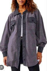 Free People We the Free Ruby Fleece Shirt Jacket Oversized Blue S Photo 0