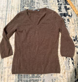 In Cashmere Women Brown 100% Cashmere V-Neck 3/4 Sleeve Pullover Sweater Small Photo 0