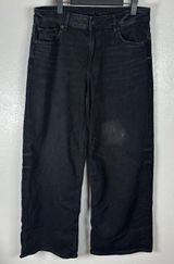 American Eagle Womens Size 8 Low Rise Baggy Wide Leg Jeans Black Wash Stretch Photo 0
