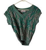 Vintage 80s‎ Glamour Knit Sweater Vest Green Gray Abstract Made in USA M Photo 0