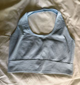 Light Blue Ribbed Sports Bra Photo 0