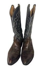 Justin Iguana Lizard Grey Western Cowboy Boots Size 8.5 Photo 0