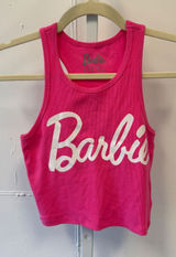 Barbie Forever 21 Hot Pink Ribbed Crop Tank Top Racerback Logo Small Streetwear Photo 0