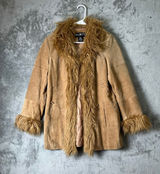 Vintage Penny Lane Leather Coat Faux Fur Y2K Hippie M Petite Boho Chic Festival Photo 0