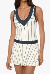 NWOT We Wore What pleated tennis dress cream navy extra small Photo 0