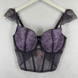 Victoria's Secret Lace Corset Top Purple Bustier Underwire S-DD 11240101 NEW Photo 0
