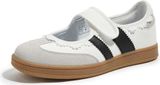 Leying Sporty Striped Ballet Flat Mary Jane Shoes Sneakers White Black 6 Photo 0