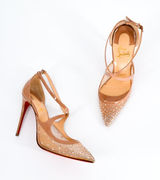 Christian Louboutin Twistissima Strass Nude Mesh Crystal Pumps 37 Photo 0