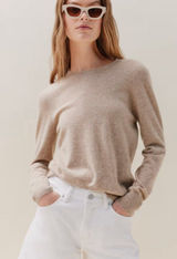 Quince Mongolian Cashmere Crewneck Sweater in Oatmeal Small Photo 0