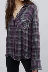 Free People Joplin Plaid Button Down Shirt Size Small Photo 0