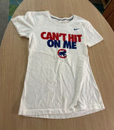 Chicago Cubs T Shirt Women Small Nike Can't Hit On Me Graphic White Short Sleeve Photo 0