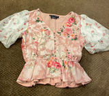 Hemant & Nandita Women’s Pink & White Floral Short-sleeve Shirt Photo 0