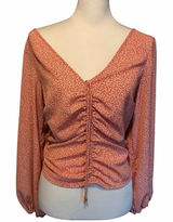Abercrombie and Fitch Women's Long Sleeve Top Orange White Medium Photo 0