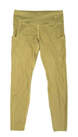 Lululemon Fast and Free Tight Women 10 Chartreuse Excellent Pockets Nulux 25in Photo 0