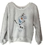 Olaf Frozen Disney Sweatshirt Chill Mode Fuzzy PJ Top Sz S White Snowman Photo 0