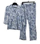 Lauren Ralph Lauren Women’s Blue Floral 2 Piece Pajama Set Button Top Pants S Photo 0