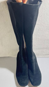 Donald Pliner Black‎ Suede Stretch Knee High Boots Block Heel Size 5M Photo 0