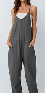 Grey Loose Fit Overalls Gray Size L Photo 0