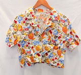 Reformation Lennie Linen Shirt Spring Summer Fruity Floral Small Photo 0
