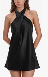 Amazon Dress Mini Black Satin Photo 0