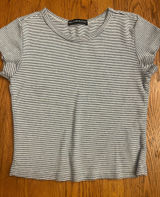 Brandy Melville Blue & White Thin Stripe Short Sleeve Tee Photo 0
