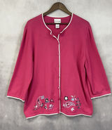 Breckenridge Cardigan Sweater Women XL Embroidered Cotton Cottage‎ Boho Indie Photo 0