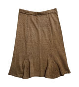Lauren Ralph Lauren Brown Textured Tweed Knit Midi Skirt Size M Flare Hem Photo 0