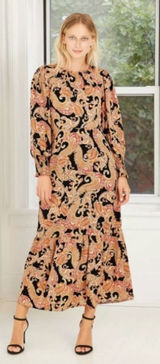 Who What Wear Black Paisley Tiered Long Sleeve Maxi Dress S Photo 0