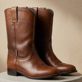Acme Womens Brown Leather Roper Western Boots Round Toe Made in Mexico 4.5 D Photo 0