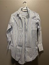 Zara Trafaluc Blue White Striped Button Down Tunic Shirt Womens Extra Small XS Photo 0