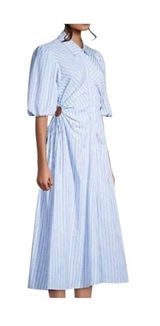 Bardot Cut Out Striped Maxi Dress Blue Size XS Coastal Preppy Cottagecore Summer Photo 0