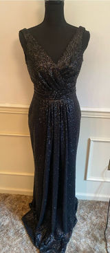 SORELLA VITA Black Sequin V-Neck Maxi Gown Bridesmaids Prom Photo 0