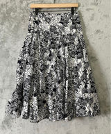 Vintage Black White Floral Paisley Skirt Cottagecore Boho Retro Medium Prairie Photo 0