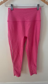 Beyond Yoga Pink High Waisted Leggings White Contrast Piping Womens Medium Photo 0