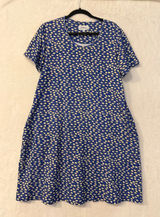 Vermont Country Store Floral T-Shirt Dress Womens Large Blue Daisy Pockets L Photo 0