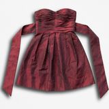 Angie Burgundy Iridescent Strapless Cocktail Dress‎ Smocked Back Size S Photo 0
