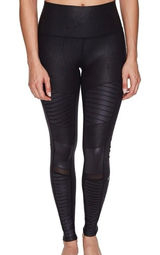 Alo Yoga High Waist Moto Leggings Black Glossy Womens Small Moto Mesh Athleisure Photo 0