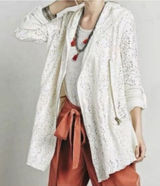Free People Women’s Crochet Knit Hoodie Cardigan XS Asymmetrical Zip Roll Tab Photo 0