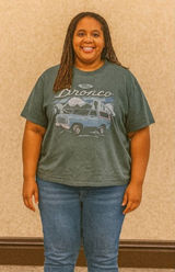 Hybrid Apparel Ford Bronco‎ Official Licensed Women 2X Off Road VTG Bronco Green Shirt Casual Photo 0