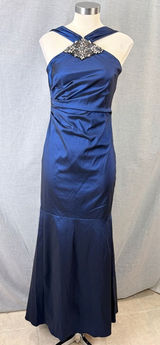 David Meister Sapphire Blue Jewel Embellished‎ Halter Mermaid Gown 4 Photo 0