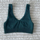 Aerie Green/Teal Ribbed V-Neck Sports Bra XS Photo 0