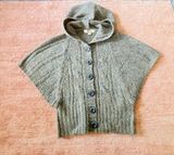 Decree Women’s Olive Green Gray Brown Marled Hooded Cape Sweater Poncho Size M Photo 0