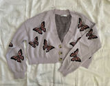 Arizona Jean Co Cardigan Women’s XS Lavender Cropped Sweater Butterfly Photo 0